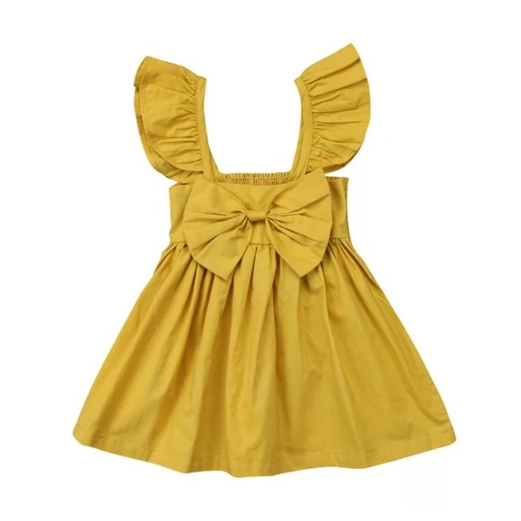 Baby Toddler Girls Mustard Ruffle Sundress - Picture 3 of 4